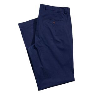 Gap Mens Pants Chino Navy Blue Cotton Stretch Straight Flat Front Trousers 36x32